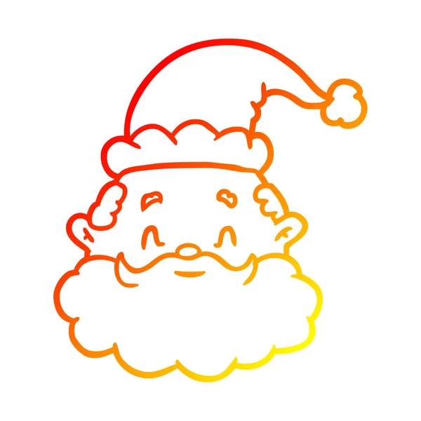 Тёплая градиентная линия, рисующая лицо Санта-Клауса — стоковый вектор