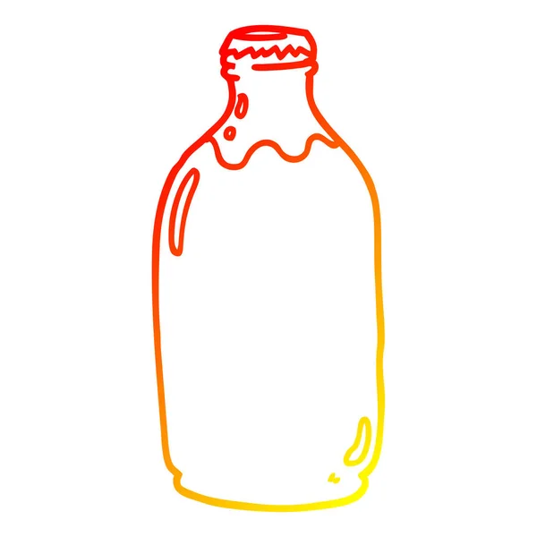 Línea de gradiente caliente dibujo botella de leche de dibujos animados — Vector de stock