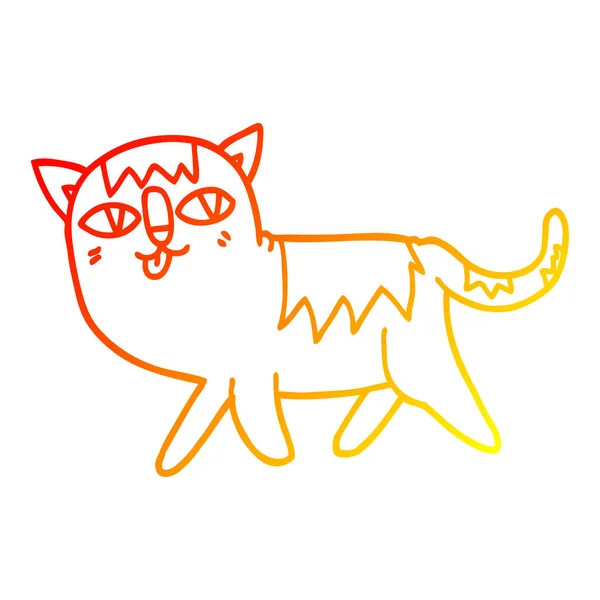 Čára teplého přechodu kresba kreslená zábavná kočka — Stockový vektor