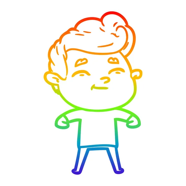 Arco iris gradiente línea dibujo feliz dibujos animados hombre — Vector de stock