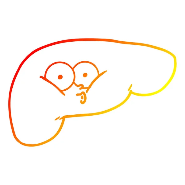 Chaud gradient ligne dessin dessin animé curieux foie — Image vectorielle