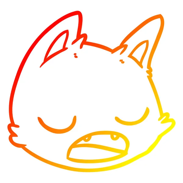 Warme kleurovergang lijntekening cartoon kat gezicht — Stockvector