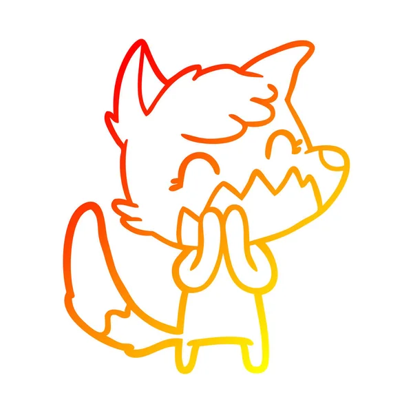 Warm gradient line drawing happy cartoon fox — Stock Vector