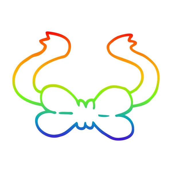 Rainbow gradient ligne dessin dessin dessin animé noeud papillon — Image vectorielle