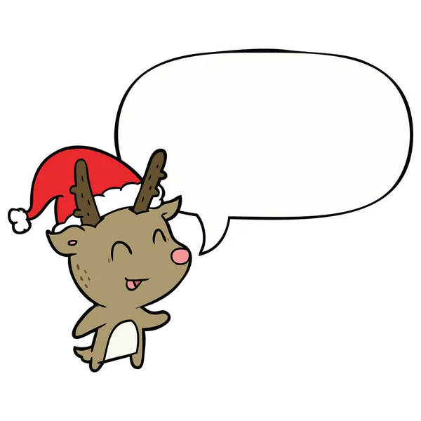 Cartoni animati renne di Natale e la bolla discorso — Vettoriale Stock