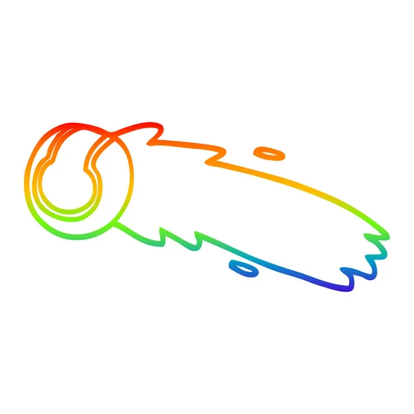 虹のグラデーションライン描画漫画フライングテニスボール — ストックベクタ