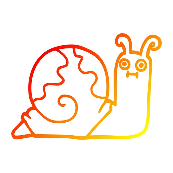 Gradient chaud dessin ligne escargot dessin animé — Image vectorielle