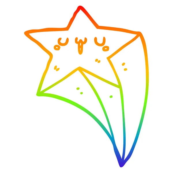虹のグラデーションライン描画漫画流れ星 — ストックベクタ