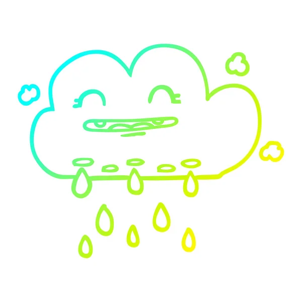 Kall gradient linje ritning tecknad regn moln — Stock vektor
