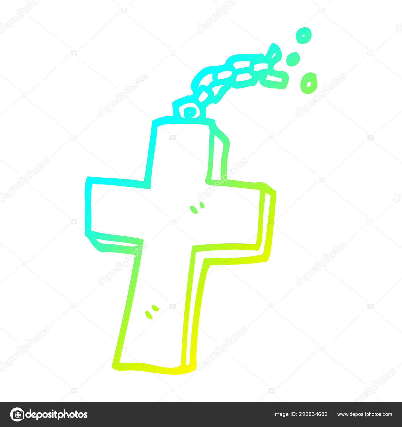 Linha Gradiente Frio Desenho Cartoon Crucifixo Na Cadeia Vetores De Stock C Lineartestpilot 292834682