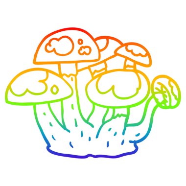 gökkuşağı gradyan çizgi çizim karikatür mantar