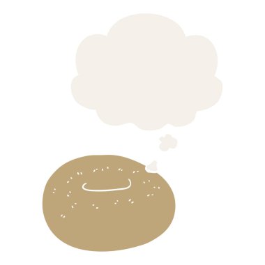 retro tarzında karikatür donut ve düşünce balonu