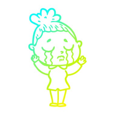 soğuk degrade çizgi çizim karikatür ağlayan kadın