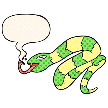 çizgi roman tarzında karikatür tıslama yılan ve konuşma balonu