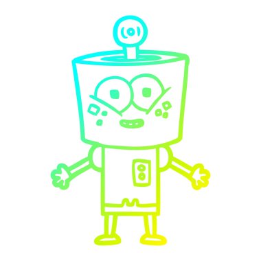 soğuk degrade çizgi çizim mutlu karikatür robot