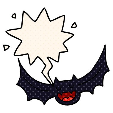 çizgi roman tarzında çizgi film yarasa ve konuşma balonu