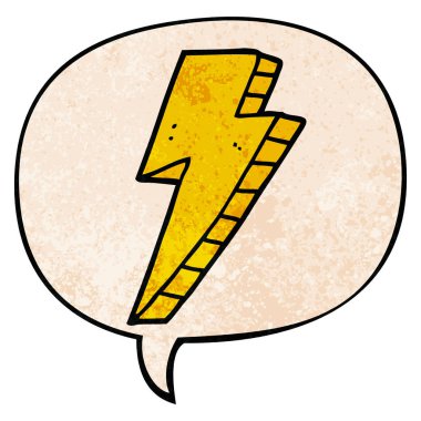 retro doku tarzında karikatür yıldırım ve konuşma balonu