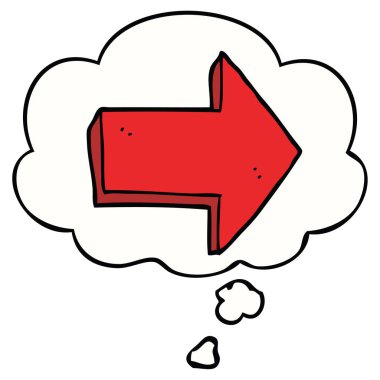 karikatür işaret ok ve düşünce kabarcık