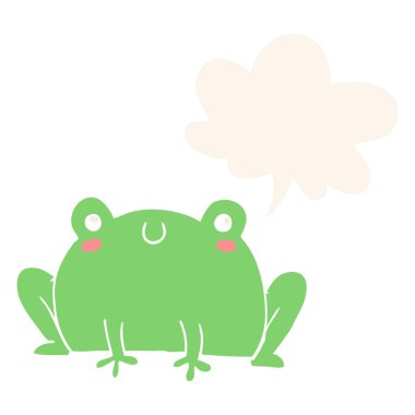 retro tarzında karikatür kurbağa ve konuşma balonu