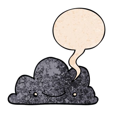 retro doku tarzında sevimli karikatür bulut ve konuşma balonu