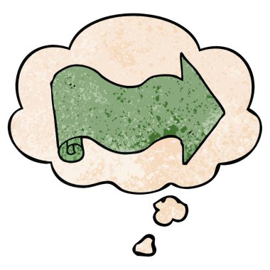 karikatür ok ve grunge doku desen tarzında düşünce balonu