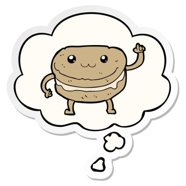 çizgi film sallanan pasta karakteri ve baskılı bir st olarak kabarcık düşünce