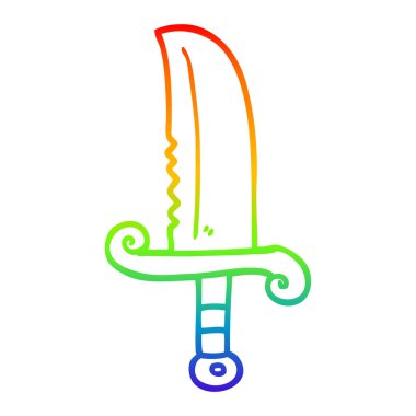 gökkuşağı degrade çizgi çizim karikatür mücevherli kılıç