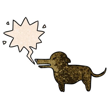 retro doku tarzında karikatür köpek ve konuşma balonu