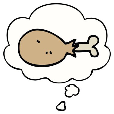 karikatür pişmiş tavuk bacak ve düşünce balonu