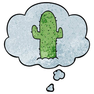 karikatür kaktüs ve grunge doku desen stil düşünce kabarcık
