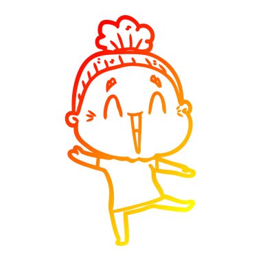 sıcak degrade çizgi çizim karikatür mutlu yaşlı bayan