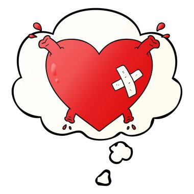 çizgi film kalp squirting kan ve pürüzsüz gradi düşünce balonu