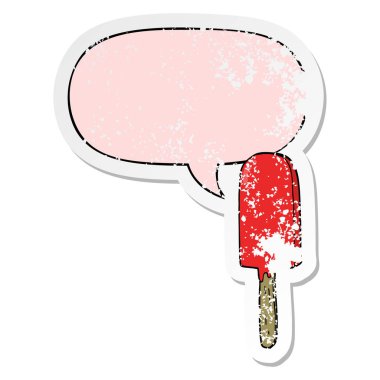 karikatür lolipop ve konuşma balonu sıkıntılı etiket