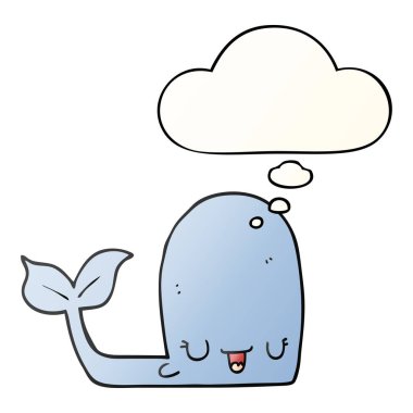 karikatür mutlu balina ve pürüzsüz degrade tarzında kabarcık düşünce