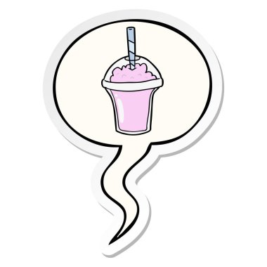 karikatür smoothie ve konuşma kabarcık etiket