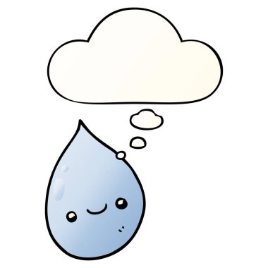 çizgi film yağmur damlası ve pürüzsüz degrade tarzında düşünce balonu