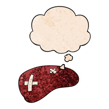 karikatür karaciğer ve grunge doku patt düşünce kabarcık tamir