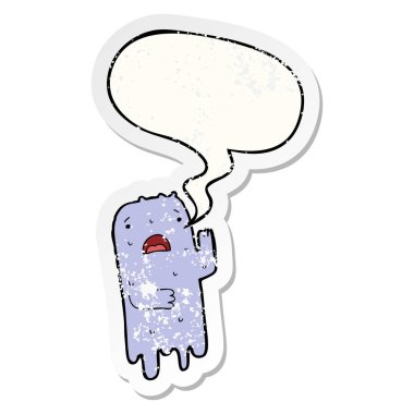 karikatür hayalet ve konuşma balonu sıkıntılı etiket