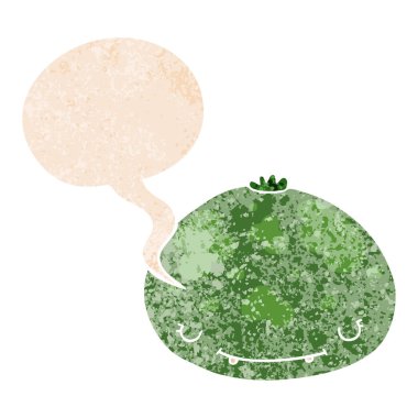 retro dokulu tarzda karikatür kabak ve konuşma balonu