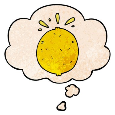 karikatür limon ve grunge doku desen tarzında düşünce balonu