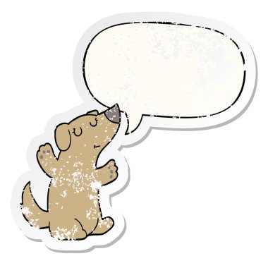 karikatür köpek ve konuşma balonu sıkıntılı etiket