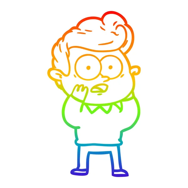 Linea gradiente arcobaleno disegno cartone animato guardando l'uomo — Vettoriale Stock