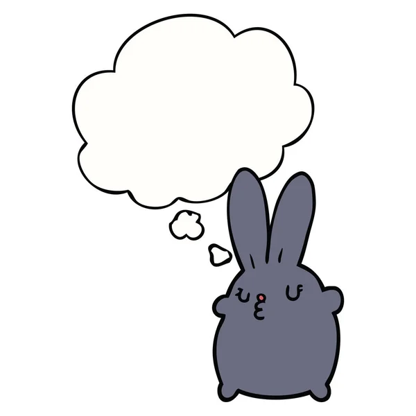 Lindo conejo de dibujos animados y burbuja de pensamiento — Archivo Imágenes Vectoriales