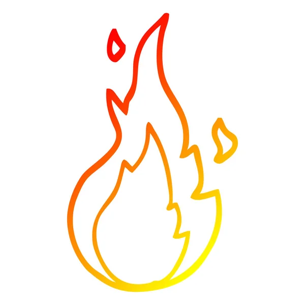 Ciepły gradient linia kreskówka rysunek płomień symbol — Wektor stockowy