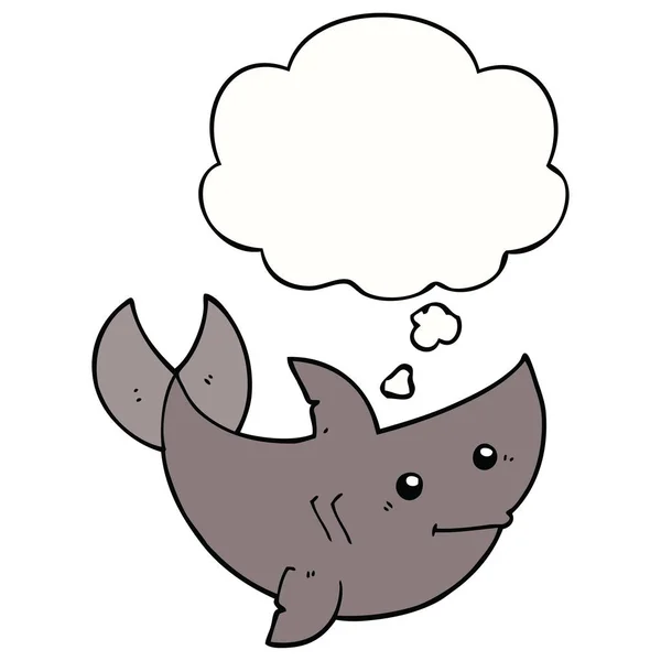 Tiburón de dibujos animados y burbuja de pensamiento — Archivo Imágenes Vectoriales