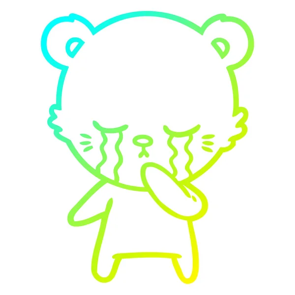 Hideg színátmenet vonal rajz sírt rajzfilm medve — Stock Vector