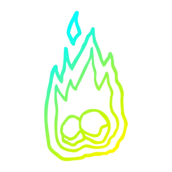 Froid gradient ligne dessin dessin animé effrayant combustion halloween charbon — Image vectorielle