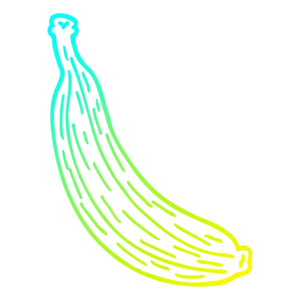 Koude gradiënt lijntekening cartoon gele banaan — Stockvector