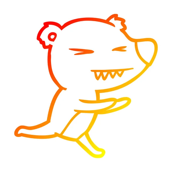 暖かいグラデーションライン描画怒っているクマの漫画 — ストックベクタ