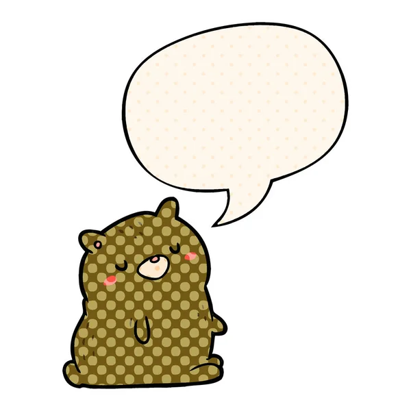 Милый мультяшный медведь и логотип в стиле комиксов — стоковый вектор
